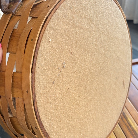 Round 13” Peterboro Basket Company Basket Leather Handles 1854 Made is USA NWT - Picture 6 of 7